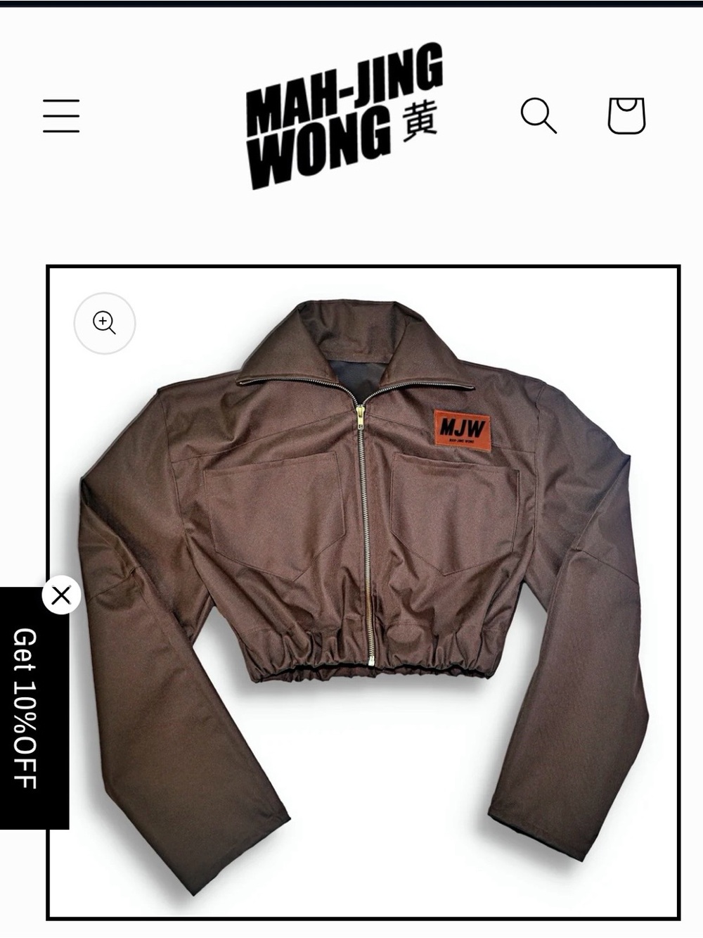 Mah Jing Wong Brown Cropped Zip Jacket and Skirt Set